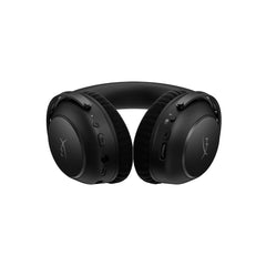 Below view of Black cloud alpha 2 wireless headphones on a white background